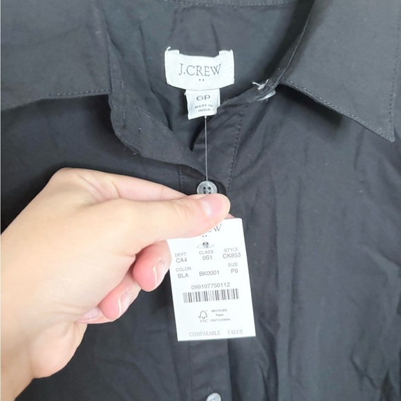 J Crew Ruffle-sleeve mini shirtdress black size 6 petite 6P j.crew new - Picture 6 of 8